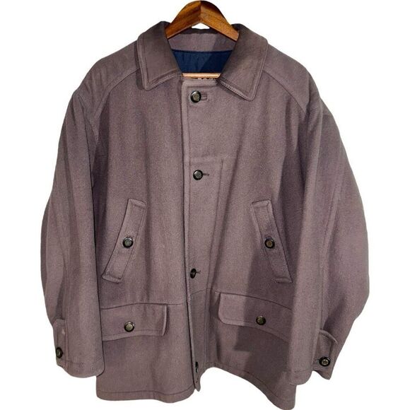 70s London Fog Wool & Leather Chore Coat Size M - Picture 1 of 15